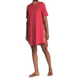 NWT Stitchdrop T-Shirt Dress w/Side Panel, Large, Medium Red (Rose)